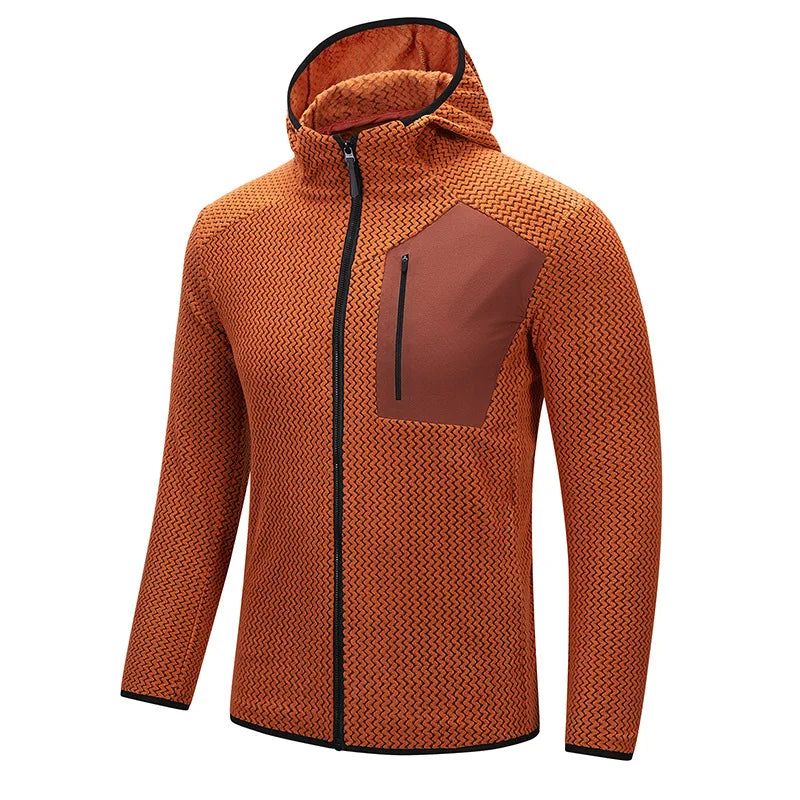 ARC Outdoor Men's Zipper Plush Hoodie Mountaineering Travel Sports Fashion Cationic Casual Fishing Spring and Autumn Hoodie
