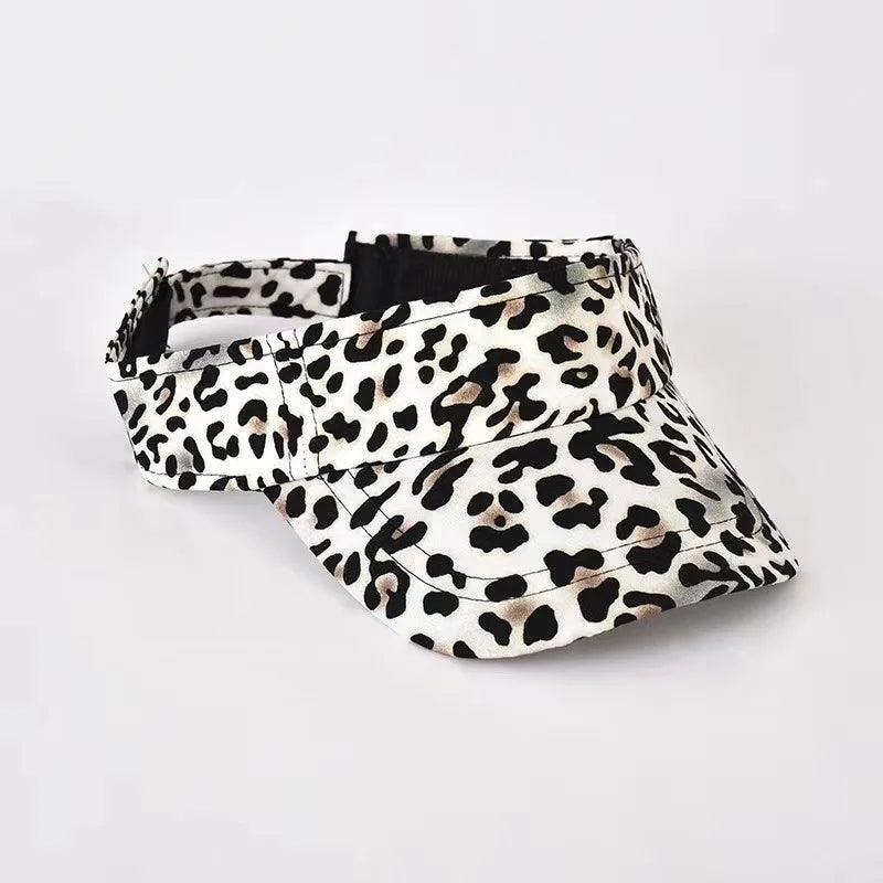 New Summer Sunshade Hat Women's Empty Top Fashion Leopard Print Duck Tongue Hat Sun Protection Breathable Curved brim