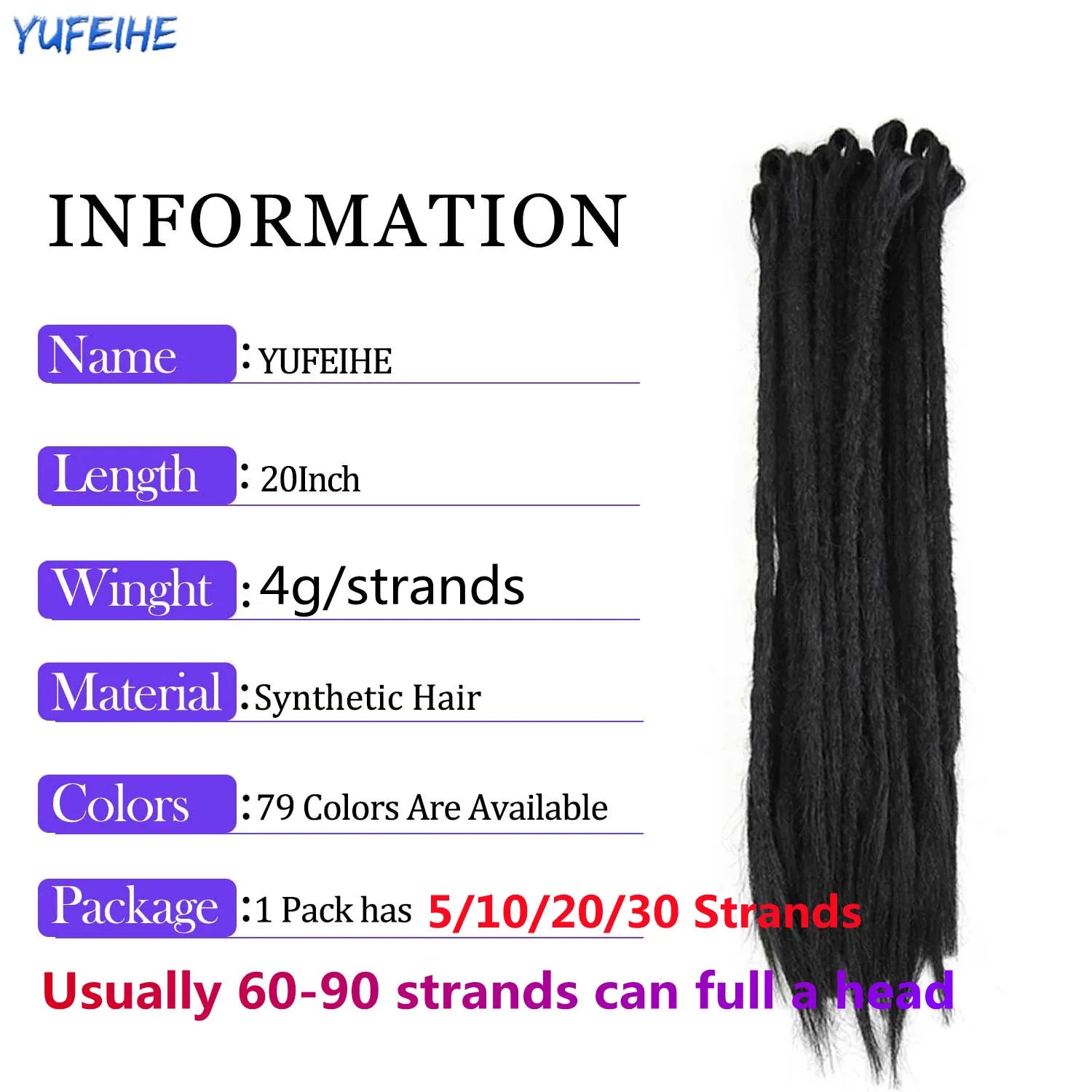 Dreadlocks Extensions Thin 0.7cm Width Synthetic Crochet Braids Hair Dreads Fake Hair Ombre Mint Green Reggae Hip Hop Style Pink