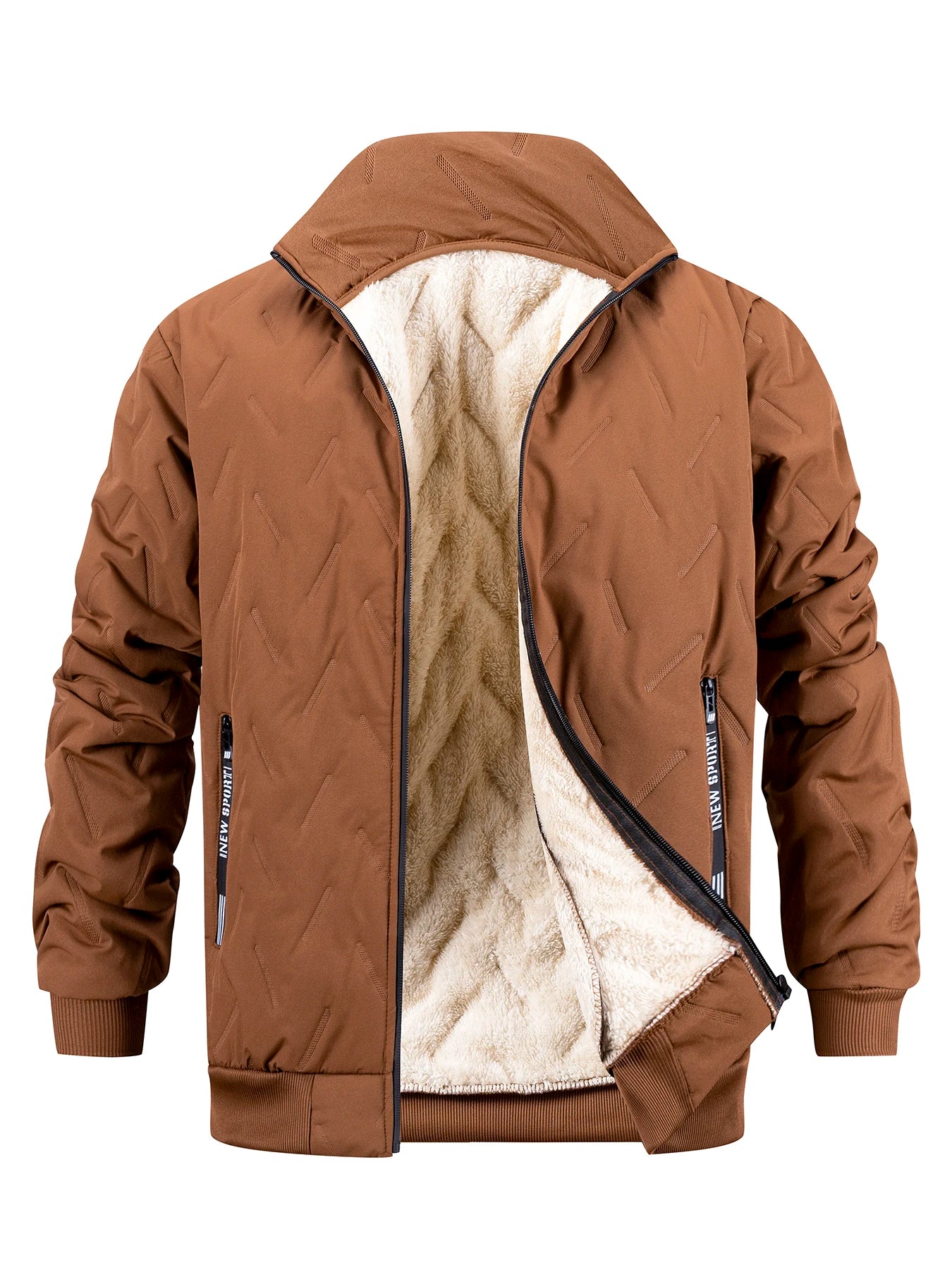 Winter Men's Zipper Stand Collar Jacket Male Casual Warm Thickened Fleece Lined Jacket Coat Streetwear Men Windproof Warm Coat