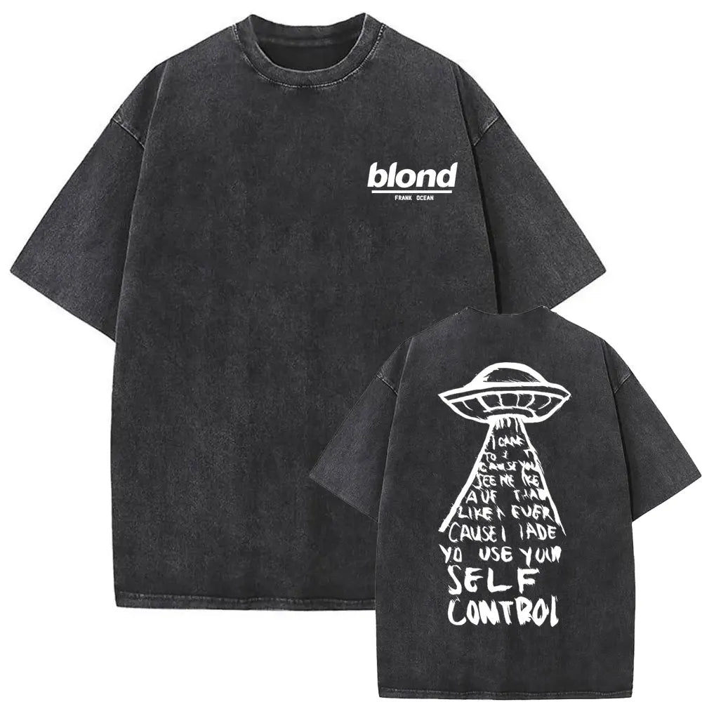 Washed Vintage Rapper Frank Oversized Tshirt Blond Graphic T-shirts Men Women Ocean Hip Hop T Shirt Men's Fashion Casual Tees