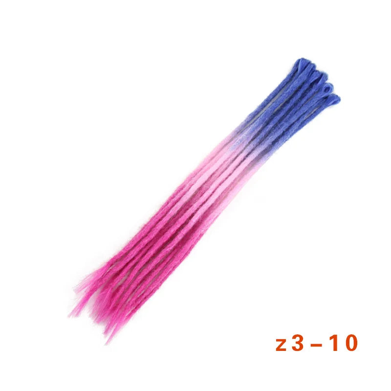 Dreadlocks Extensions Thin 0.7cm Width Synthetic Crochet Braids Hair Dreads Fake Hair Ombre Mint Green Reggae Hip Hop Style Pink