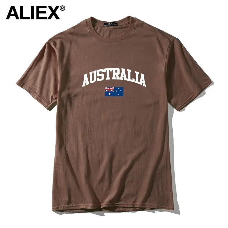 100 Cotton ALIEX Australia Flag T Shirt Men T Shirts Homme T-shirts For Man Top Top Tee 3XL Clothing Funny Tshirt Brand  UTSDA#
