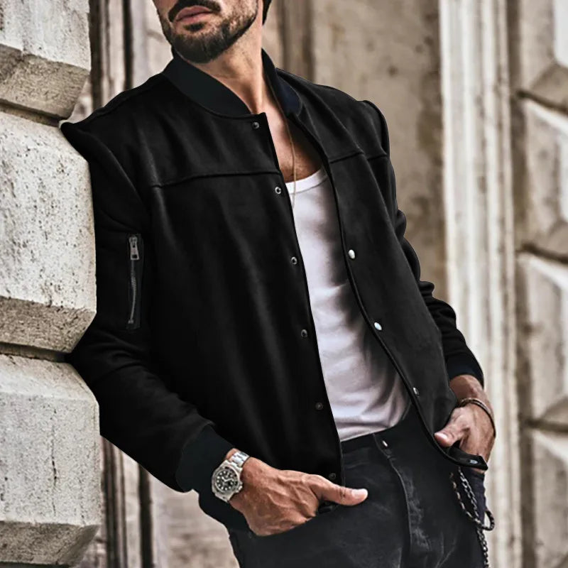 24  Autumn/Winter Suede Men's Button Cardigan Jacket Casual American