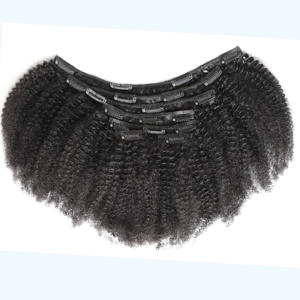 KPLYGDG Real 4C Afro Kinky Curly Human Hair Extensions Clips In Natural Black Virgin Remy Clip In Extensions Real Human Hair