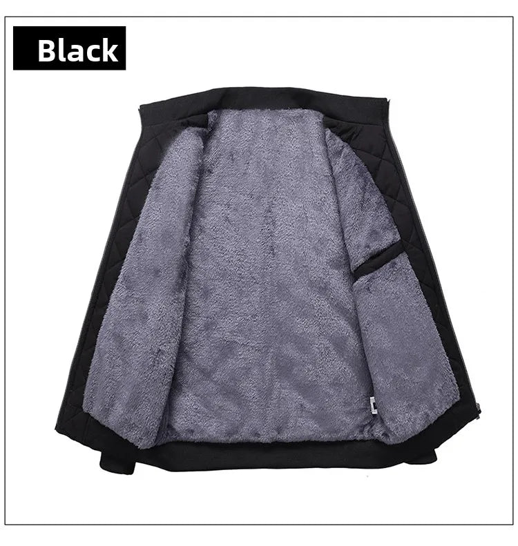 Men's Winter Jacket Stand Collar Fleece Lined Cotton Casual Fashion Warm Loose Short Style Youth Popular Polyester Fabric