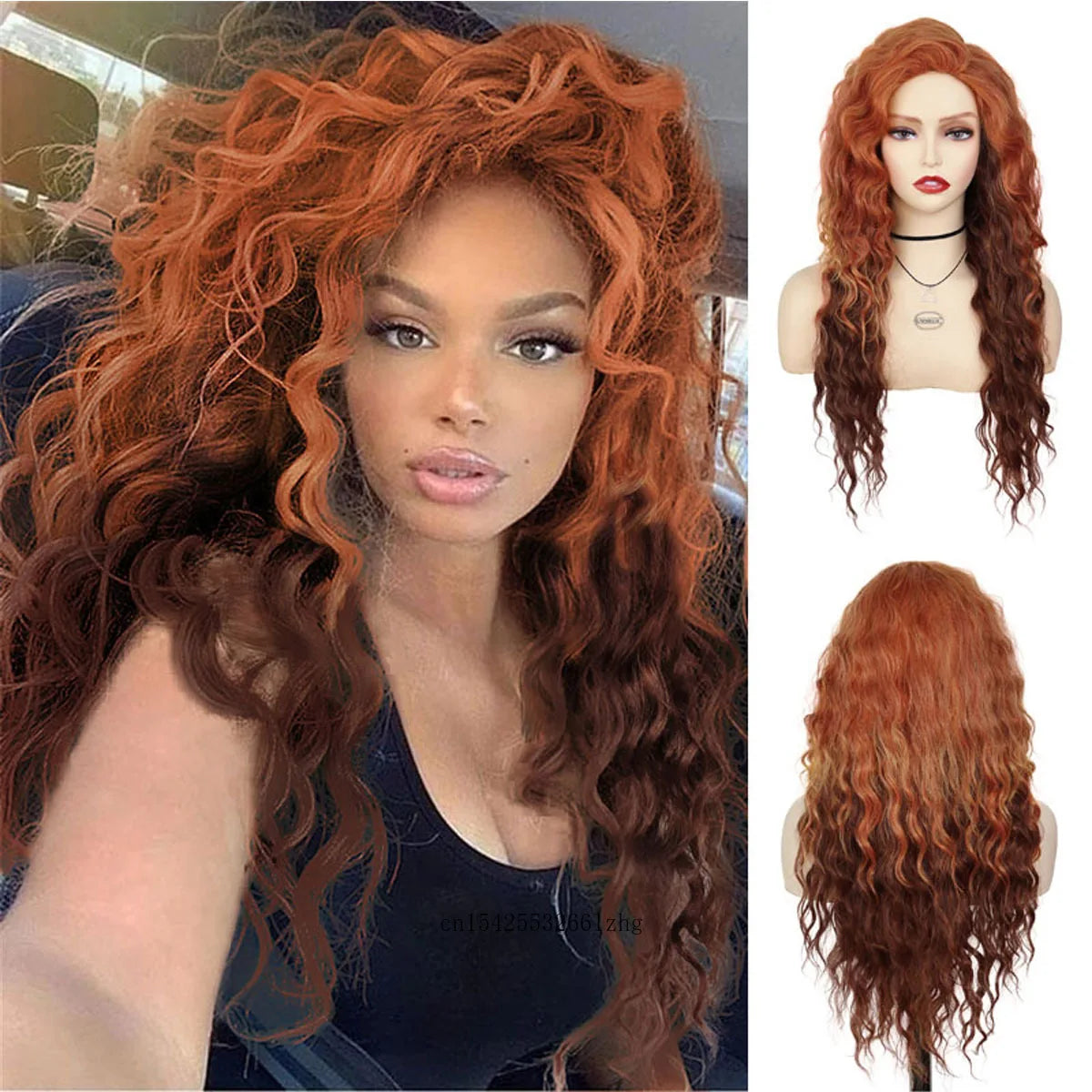 GNIMEGIL Synthetic Grey Hair Long Water Wave Wigs for Women Natural Fluffy Curly Wave Wig Cosplay Halloween Party Heat Resistant