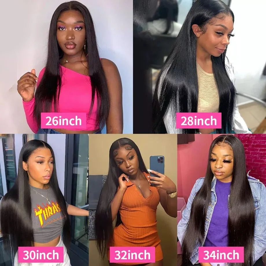 Peruvian Straight 13x4 Lace Front Human Hair Wig Natural Color 8-30 Inch 4x4 HD Transparent Lace Closure Wig For Black Women