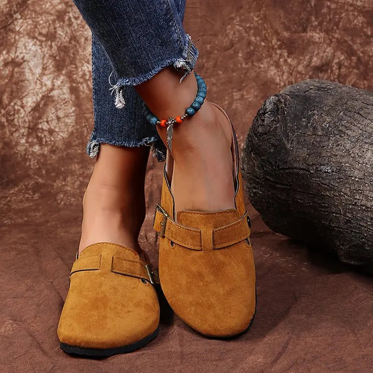 2026 Fashion Women Casual Faux Suede Slippers Wedges Heel Cork Mules Platform Clog Non Slip Sole Buckle Outdoor Home Shoes35--44
