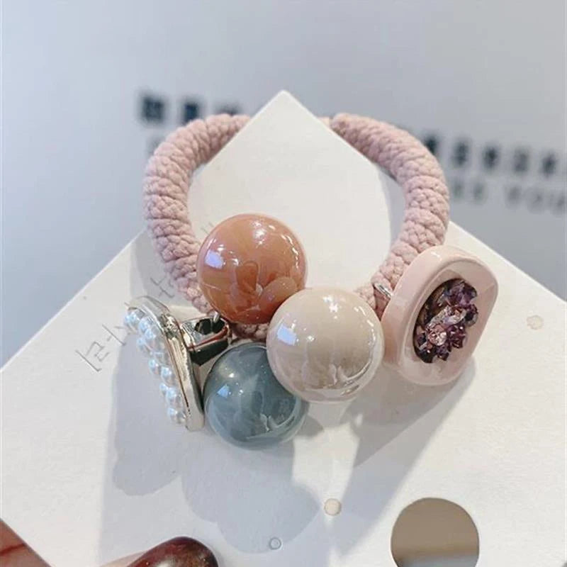 1/3pcs New Style Pearl Korean Version Rhinestone Elegant Hair Ring Thickened Dongdaemun Headband High-Quality Hair Tie