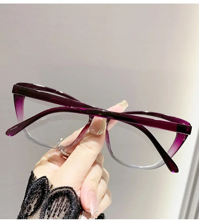 Cat Eye Clear Lens Presbyopia Glasses Retro Gradient Butterfly Frame Reading Glasses Blue Light Blocking Eye Protection Eyewear