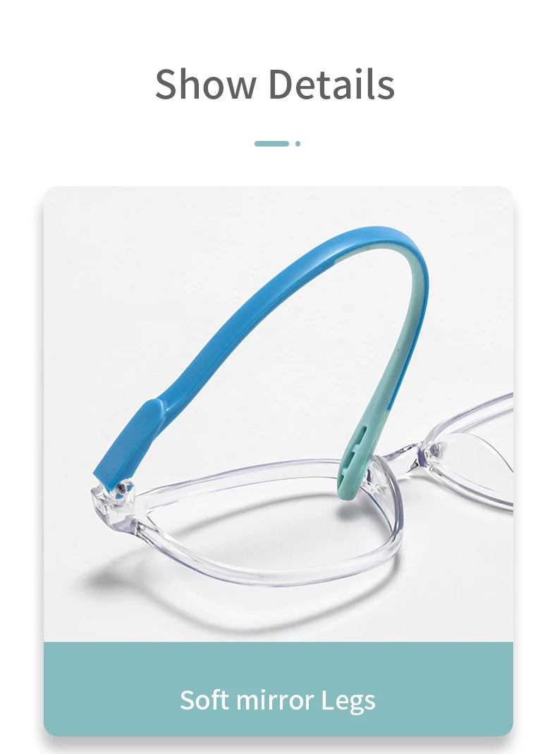 Xbora TR90 Frames for Boys and Girls, Myopia Prescription Glasses, Flexible Frames, Vintage, Square Optical Eyeglasses Kids 1110