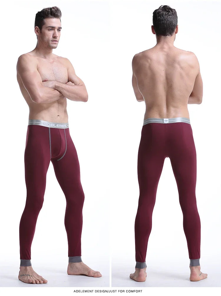 Men's long Johns single-piece thin tight-fitting underpants line pants thermal pants slim cotton woolen pants autumn and winter