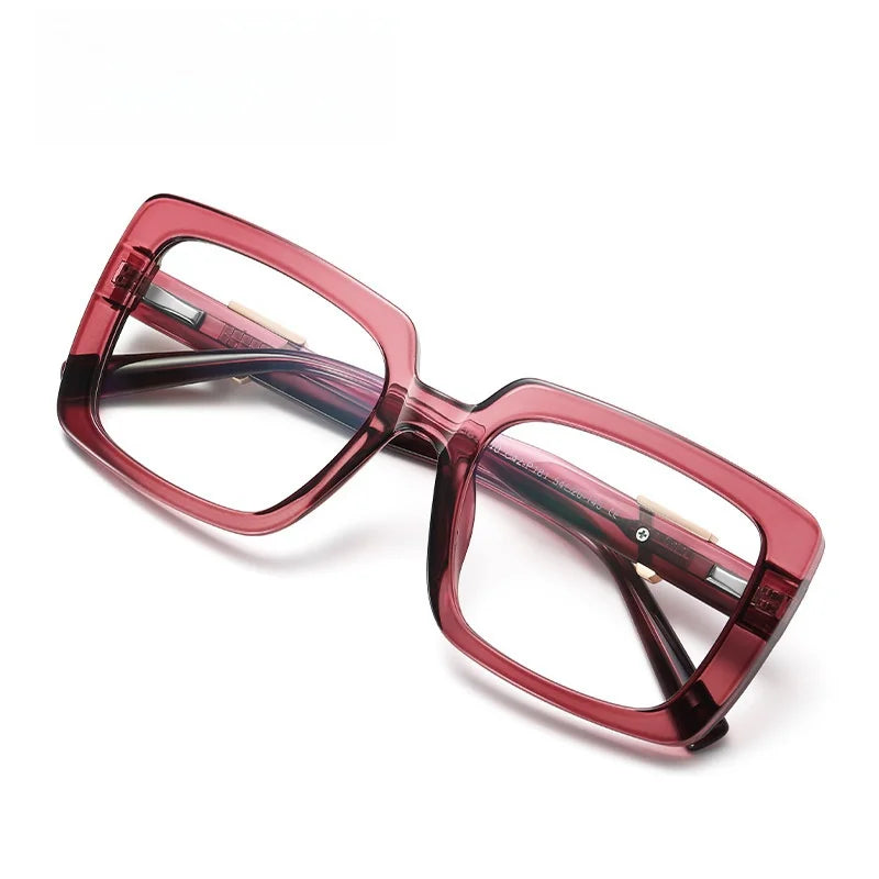 New Fashion Plate Blue Light Blocking Women's Glasses Frame Large Square Frame Optical Prescription Eyeglasses For Women BC910