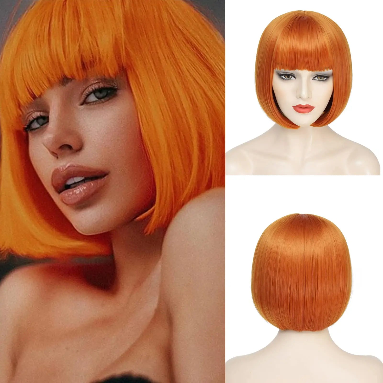 12-inch pink short straight hair synthetic wig for cosplay, pompadour hairstyle, daily high-temperature hair wig