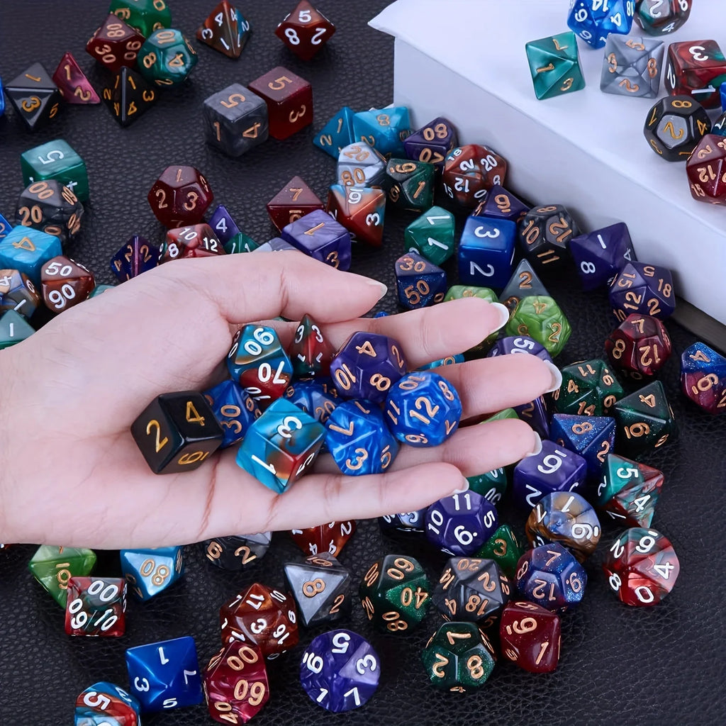 28pcs Polyhedral DND Dice Set - Black Drawstring Pouch with Color-Coded Faces, RPG/D&D Tabletop Game Accessories  ZSY