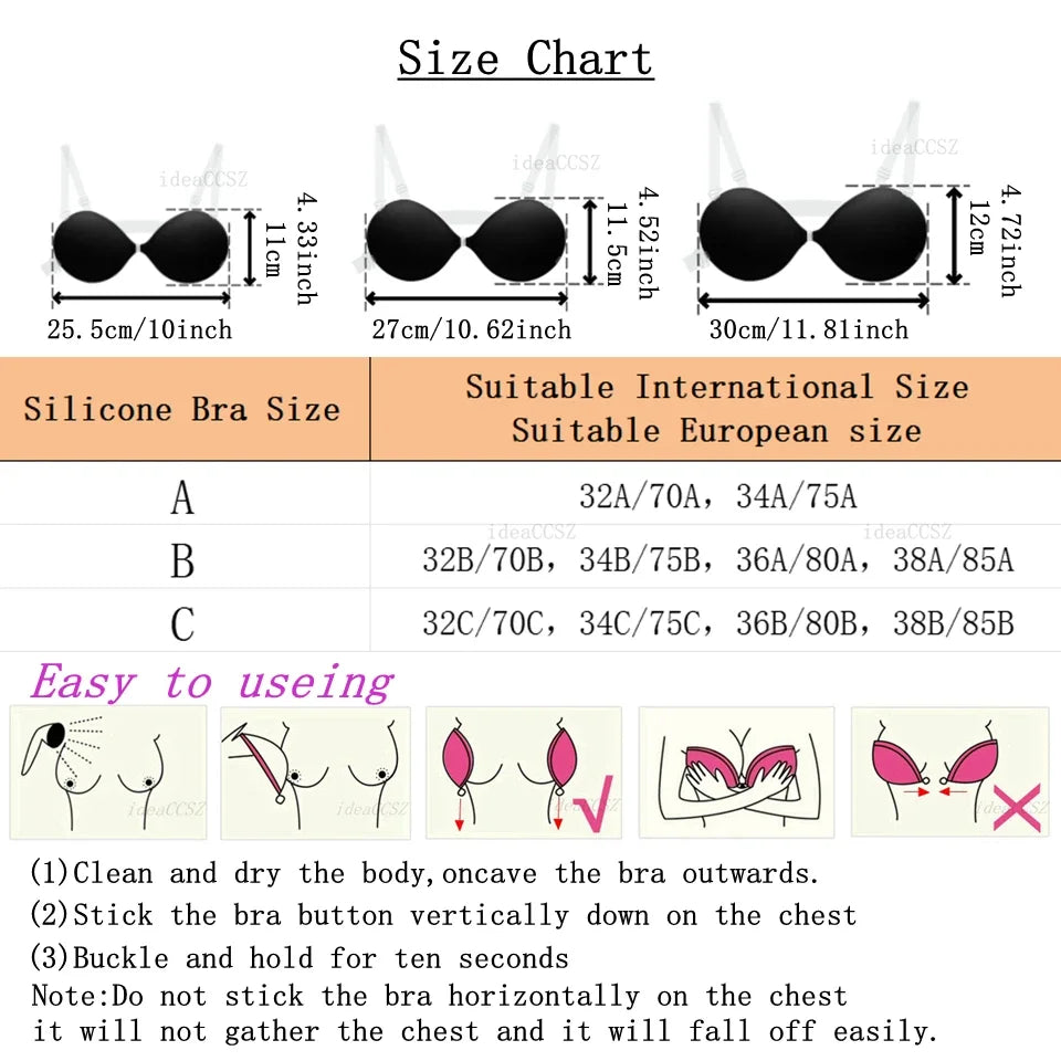2026 5CM Thick Invisible Bra Push up Backless Sticky Underwear Small Breast Lift Adhesive Wedding Lingerie with Transparent