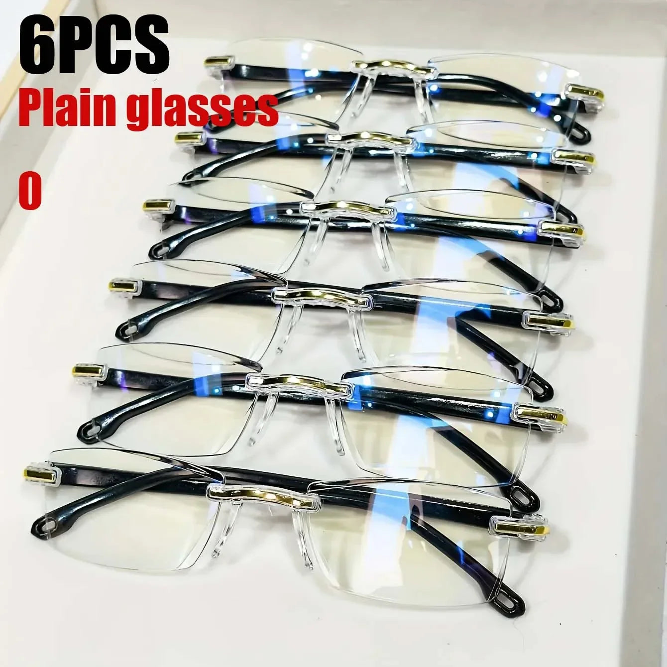 6Pairs of Simple Men'S Square Reading Glasses Anti Blue Light Reading Eyes Fashion Full Frame Hyperopia Glasses Reading Glasses