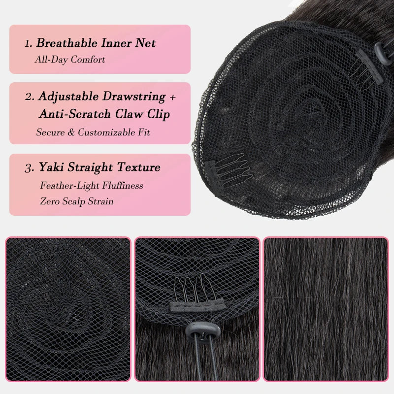 Synthetic Long Ponytail Extension Yaki Drawstring Ponytails for Black Women Clip in Ponytail Hair Extensions
