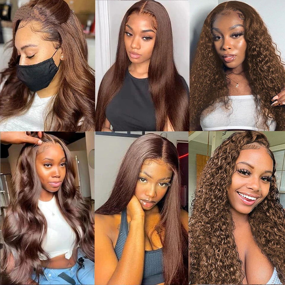 13x4 Brown Lace Front Wig Female Brazilian Body Wave Human Hair Wigs For Women Glueless Chocolate Brown 13x6 Hd Lace Frontal Wig