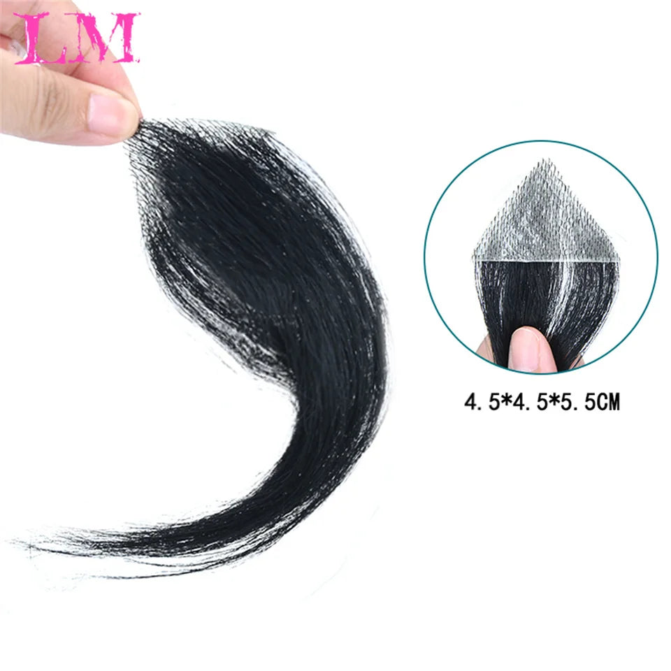 LM Natural Human Hair Clip-In Bangs,Hairline Replacement Lanugo Bangs Hand Woven Hair Bangs With Sideburns Clip In Hair Extensio