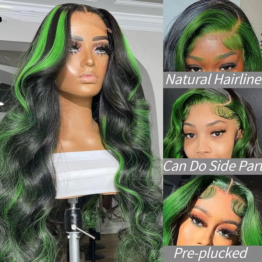Black With Red Highlight Wig Synthetic Lace Front Wig 13X4 Pre plucked Hairline With BabyHairWomen's Wig with Density Lace Front