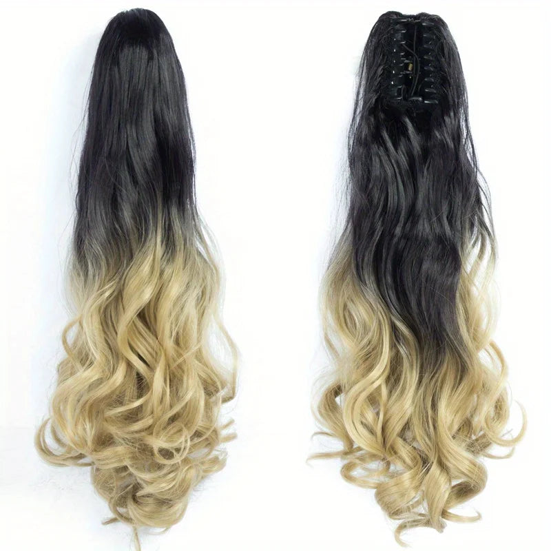 Curly Ponytail Extension Claw Clip in 24" Ponytail Hair Extension Synthetic Wavy Ponytail Extension Fluffy Natural Hairpieces