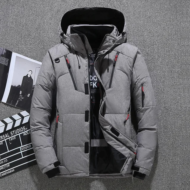 New Windproof Winter Down Jacket Male Warm Hooded White Duck Thick Men's Down Jacket Snow High Quality Parkas Outerwear