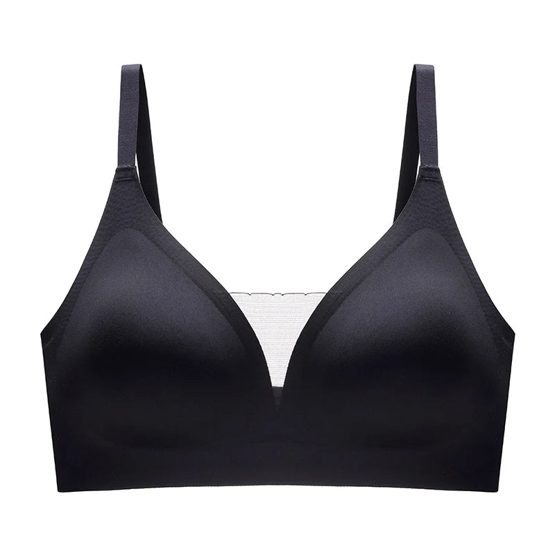 New Latex Seamless Underwear Women No Steel Ring Lace tube top Gathered Sports Pure Color Bra Breastfeeding Anti-sagging Bra