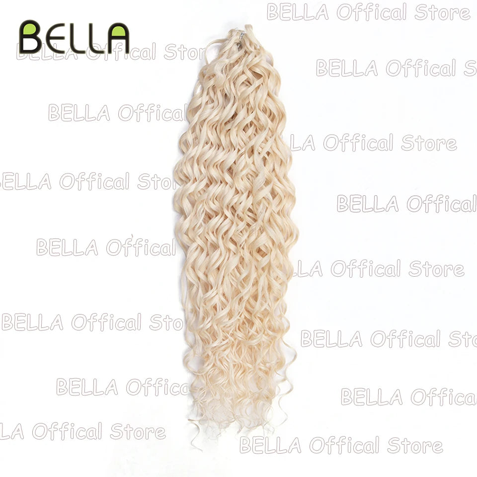FASHION IDOL Curl Hair Deep Wave Twist Hair Extensions For Women 20 Inch Ombre Blonde Crochet Fake Hair Synthetic Crochet Braids