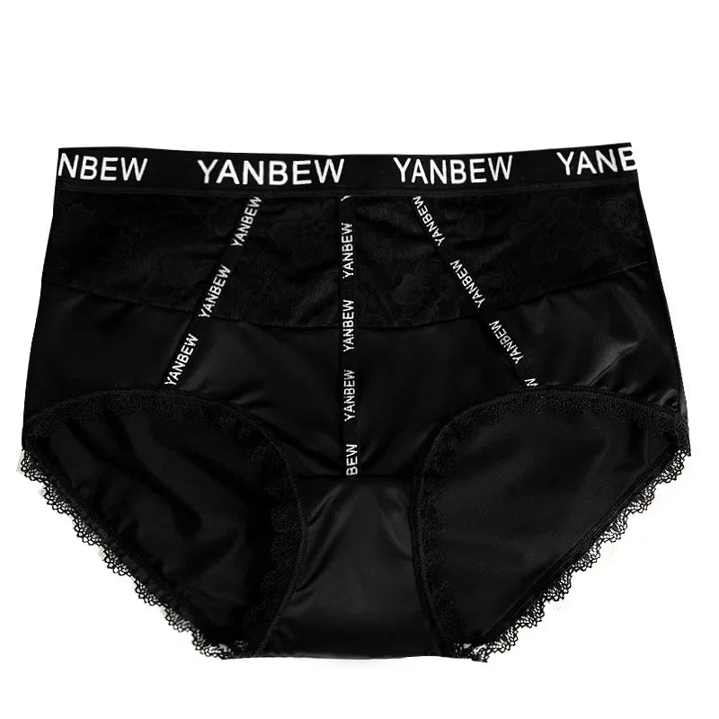 New fashion women's satin lace panties 7A antibacterial safety pants mid-waist popular briefs