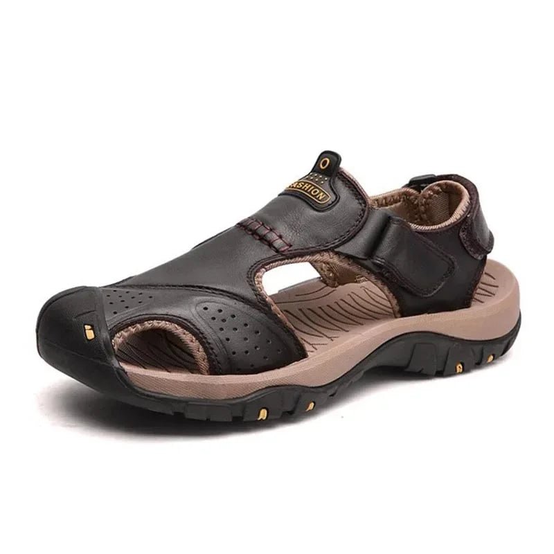 Classic Men's Sandals Summer Genuine Leather Sandals Breathable Men Cow Leather Shoes Men Sandals Soft Outdoor Men Roman Sandals
