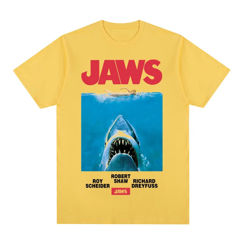Jaws Movie Vintage T-shirt Gift for Friends Harajuku female clothes Cotton Men T shirt New Tee Tshirt Womens Tops