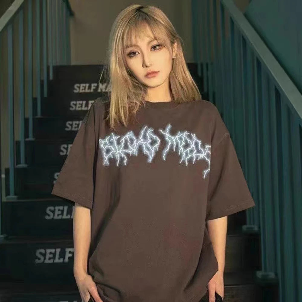 2023 New Summer Cactus Jack Letter Embroidery Short Sleeve Tees Men's Streetwear Crew Neck Cotton Tshirts Y2K Unisex Tank Tops