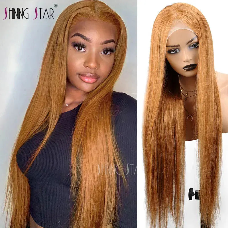 Body Wave 13X4 Lace Frontal Wig Colored Ginger Blonde Hd Transparent 30 32" Brazilian Lace Front Human Hair Wig For Black Women