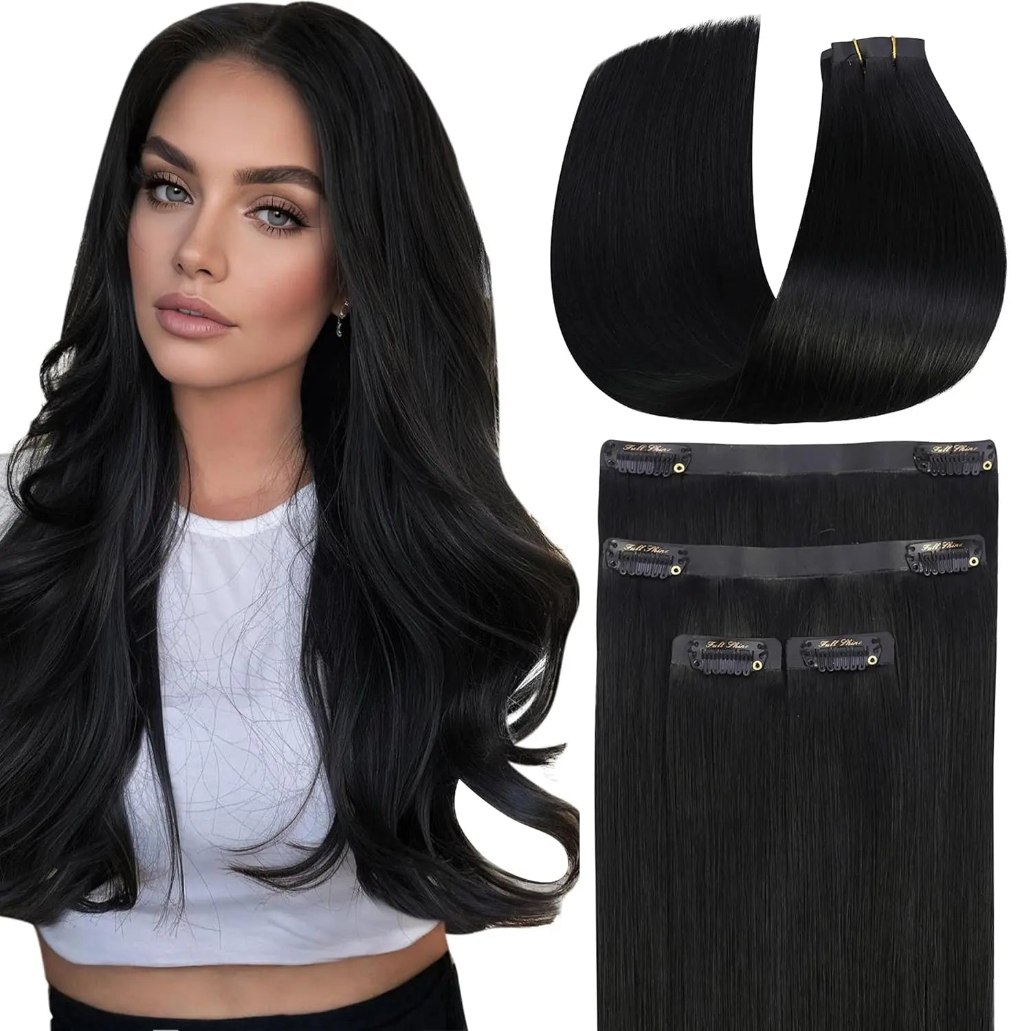 Ve Sunny Hair Seamless Clip in Hair Extensions Human Hair Thinning Hair Extensions Fill Ins Remy Hair Add Thickness 4PCS 85G