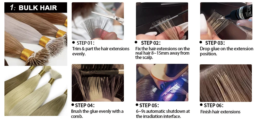 2026 UV V Light Hair Extension Set Wikytina Tools Kit, UV Extension Glue Long-Lasting Remover Machine - Salon Styling Tools