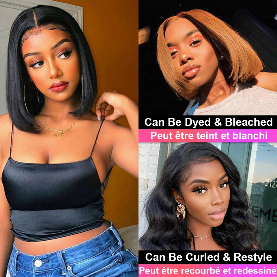 Straight Short Bob Wig Lace Frontal Human Hair Wigs Pre Plucked Brazilian Straight Bob Lace Frontal Wigs For Black Women QT Hair