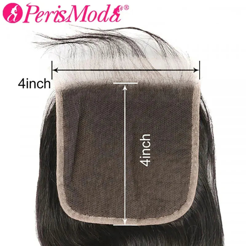 PerisModa Body Wave Human Hair Bundles With Closure 5x5 Transparent Lace 4×4 Brown Lace Brazilian Remy 12A Human Hair Extensions