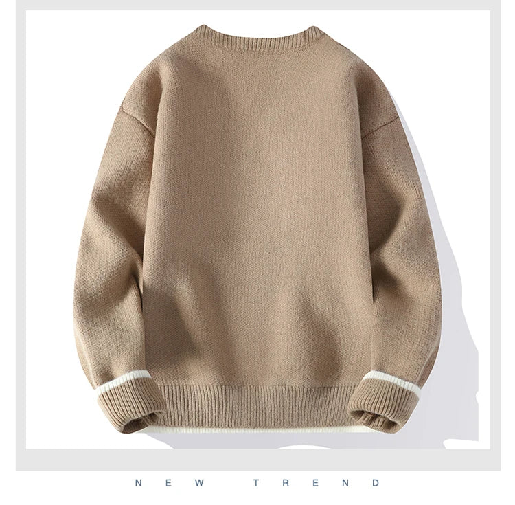 men round neck Solid color knitwear Men's High-Quality Fashion Trend Sweater Autumn/Winter Men Casual Comfortable Warm Sweaters