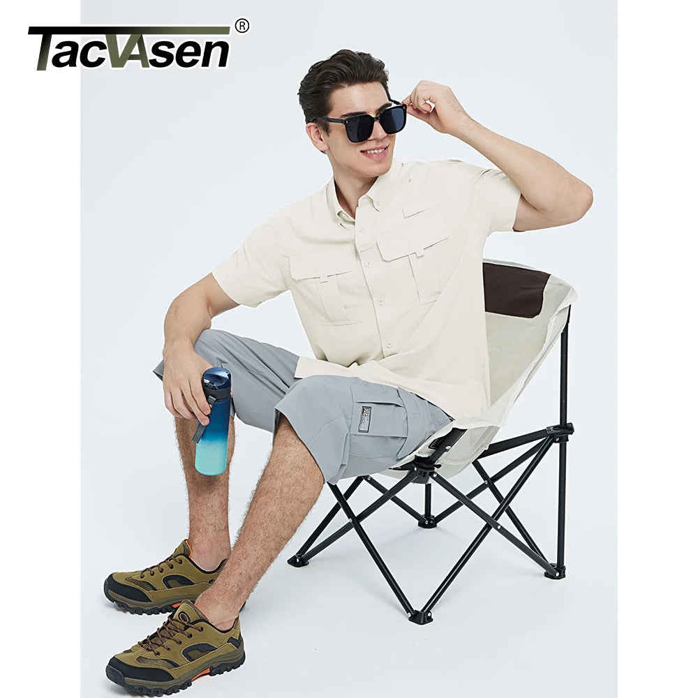 TACVASEN Men‘s Short Sleeve Sun Protection Shirt UPF 50+ Lightweight Quick Dry Fishing Hiking UV Shirt with Pockets for Men