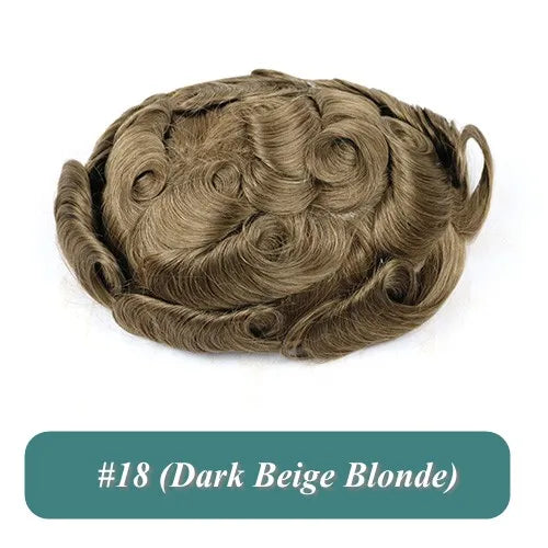 Undetected 0.02mm Thin Skin Natural Hairline Human Hair Men Toupee Black Gray Brown Blonde Male Hair Light Capillary Prosthesis