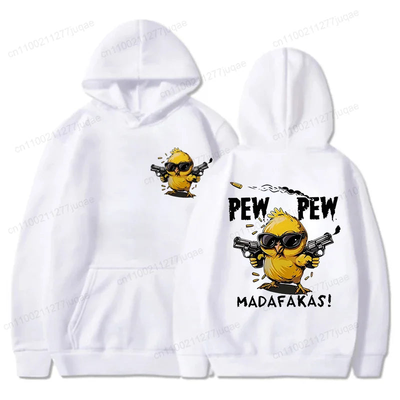 Pew Pew Madafakas Men's Hoodies Cute Chick Funny Graphic Sweatshirts Tops Trendy Streetwear Male Oversized Hooded Hoodie Clothes