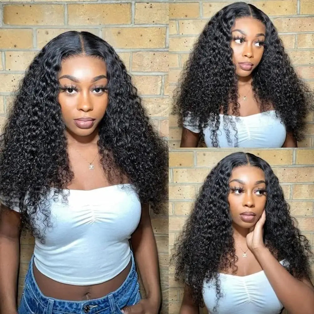 24 In Water Wave V Part Wig Peruvian Full Machine Wigs For Black Women Human Hair 180% Density Natural Black Color