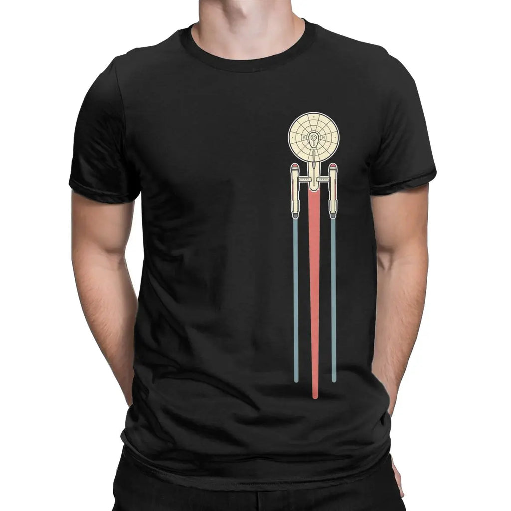USSed Enterprise Stars Treks T Shirts Men's Cotton Vintage T-Shirts Crewneck Tees Short Sleeve Tops Gift Idea
