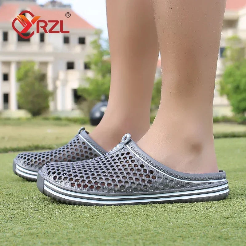 YRZL Mens Sandals Light EVA Summer Casual Shoes Hole Shoes Clogs Lovers Home Garden Outdoor Big Size 45 Male Beach Flat Slippers