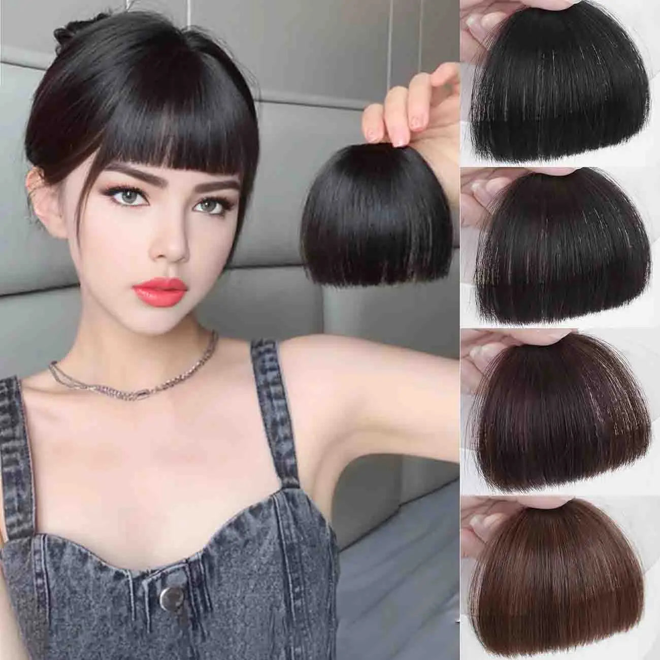 Clip-In Bangs Hairpiece for Women 100% Human Straight Hair Toppers for Daily Wear Available in Black Brown More Colors