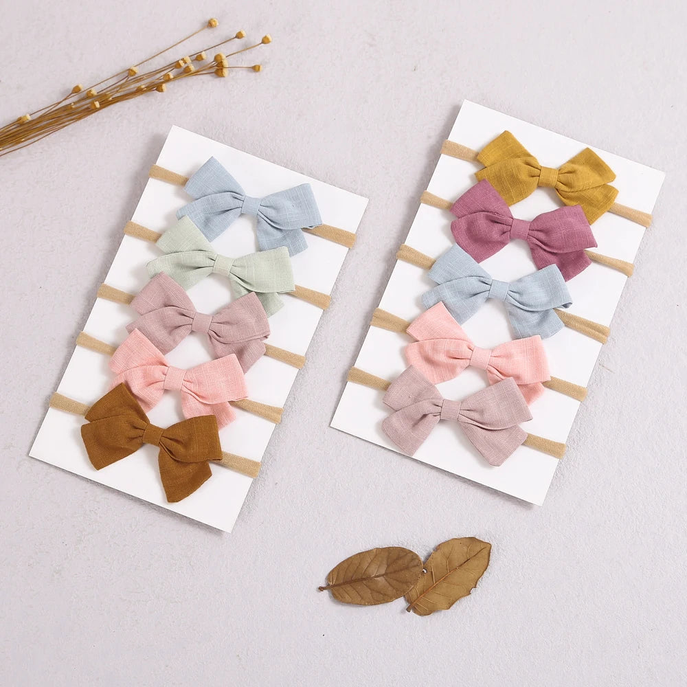 5Pcs/Lot Baby Headband for Baby Girls Soft Nylon Elastic Solid Color Hairband Print Hair Bow Kids Headwear Baby Hair Accessories