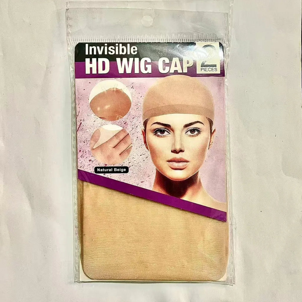 Invisible HD Hair Wig Cap-Soft Breathable Elastic Ultra-thin Stretchy Stocking Cap Beige Skinlike Color for All Sizes,Secure Fit