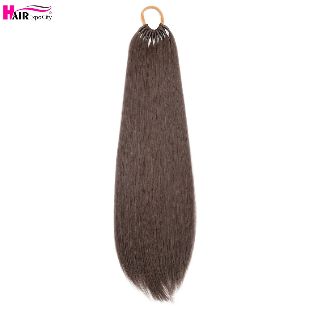 Straight Ponytail With Elastic Band 24"32" Synthetic Hair Ponytail Extensions 12Strands Women's Hairpieces False Tail For Women